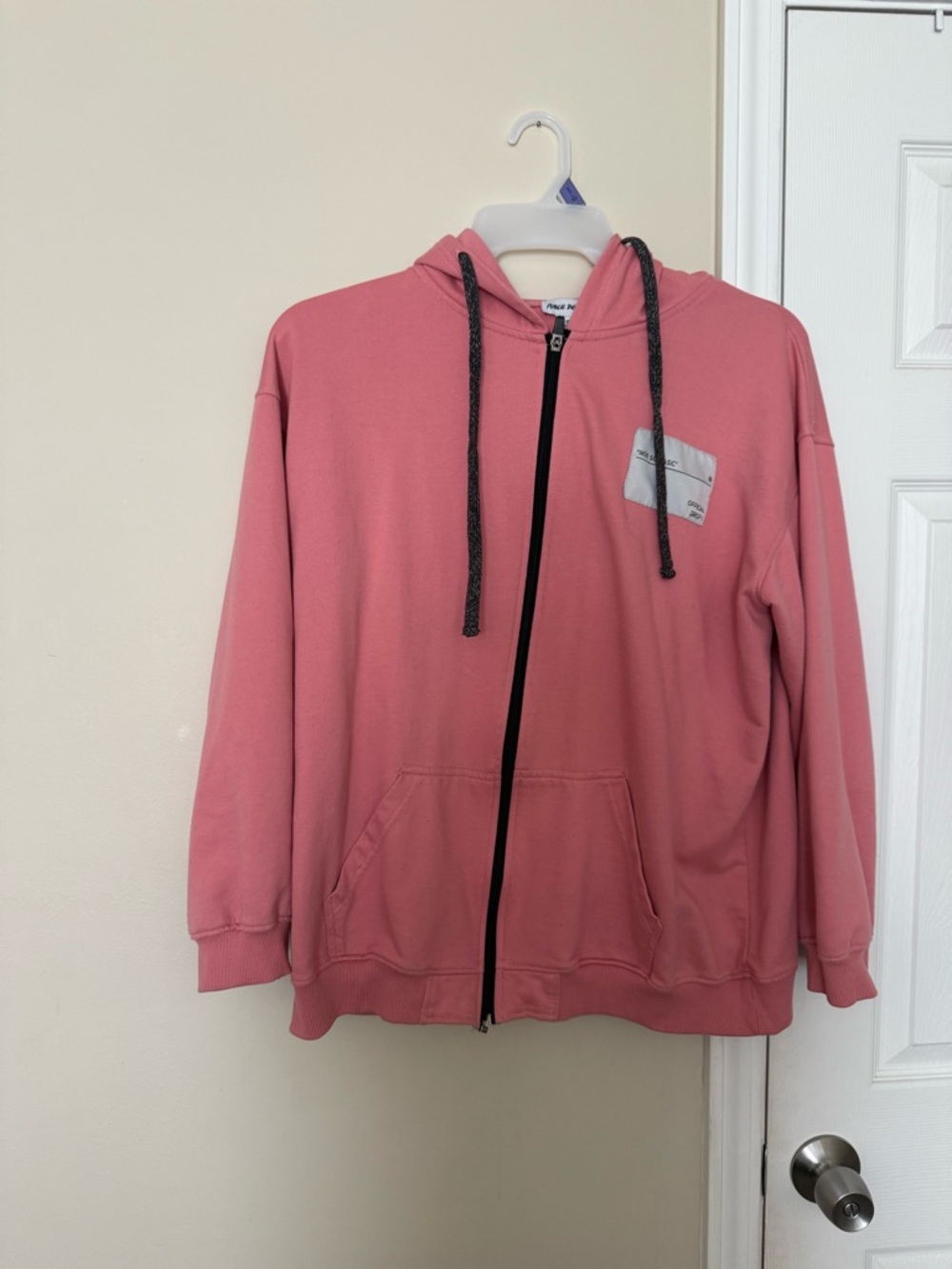 Casual Pink Hooded Zip-Up Puffer Jacket